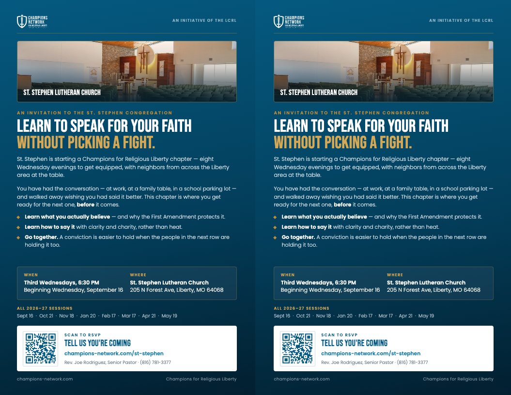 St. Stephen Champions Chapter handout for neighboring congregations