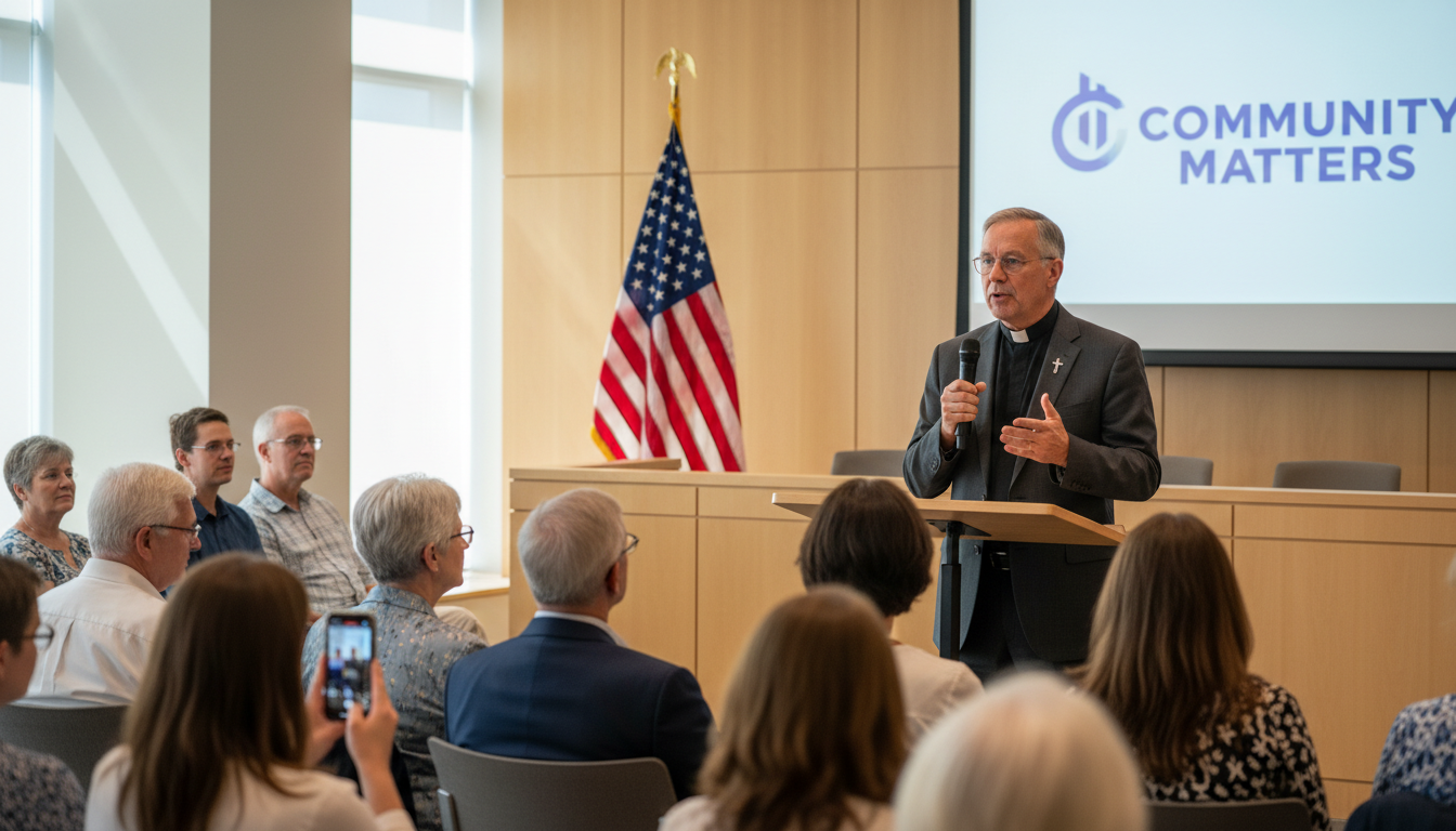 Advocate speaking to community